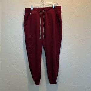 Figs Men's Maroon Jogger Pants with Drawstring